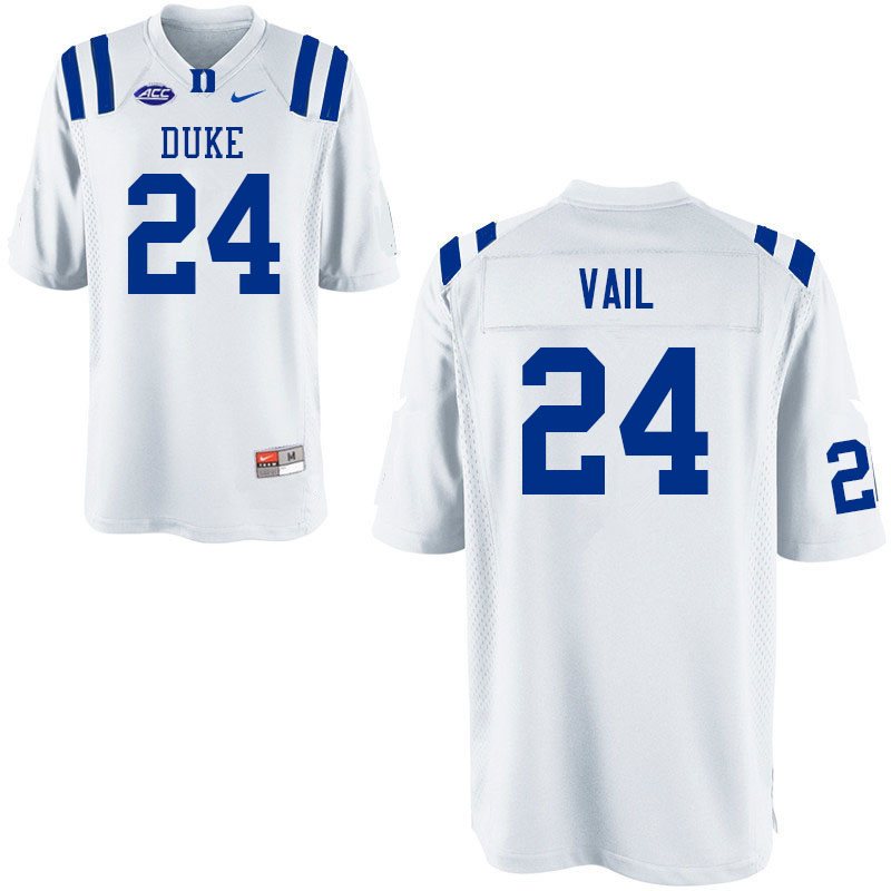 Men #24 Nathan Vail Duke Blue Devils College Football Jerseys Sale-White